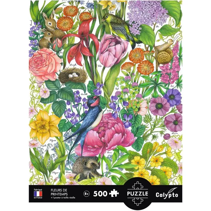 Sentosphere Puzzle Calypto 500 Pièces - Les Fleurs du Printemps - Toucher Soyeux - Puzzle Affiche Décoratif - À Partir de 8 Ans