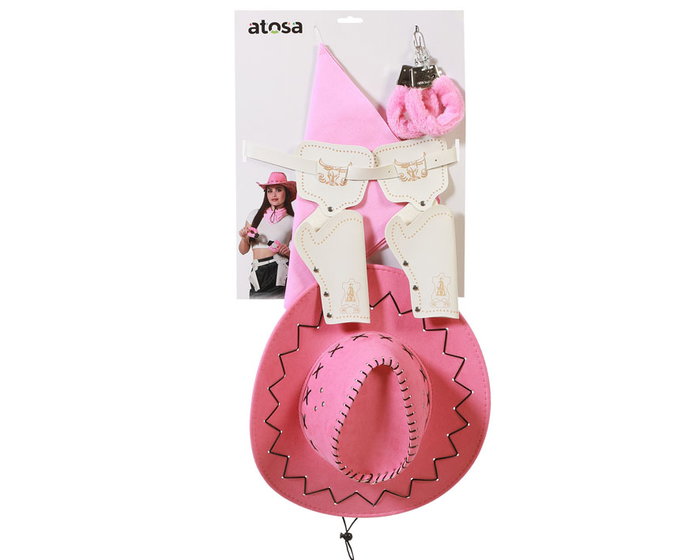 Set Déguisement Cowgirl avec Sombrero, Foulard, Étoile de Shérif et Serre-Tête, Idéal pour Carnaval, Anniversaire ou Fête Thématique Western
