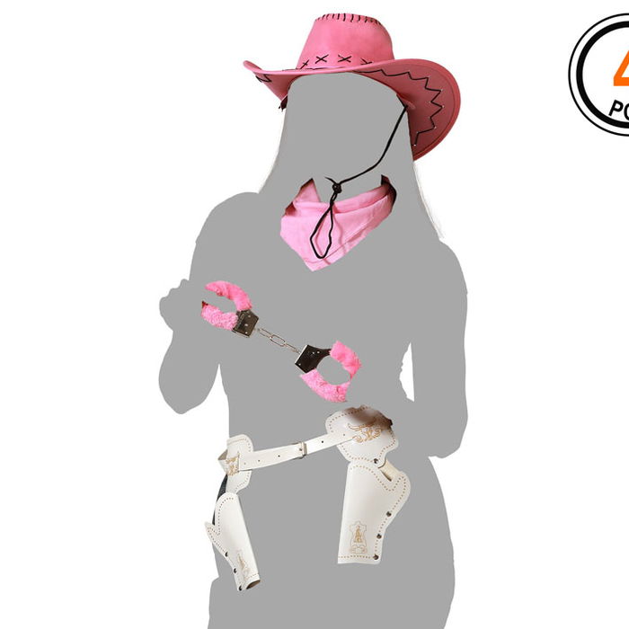 Set Déguisement Cowgirl avec Chapeau Sombrero, Foulard, Étoile et Serre-Tête - Idéal Carnaval et Fêtes Thème Western