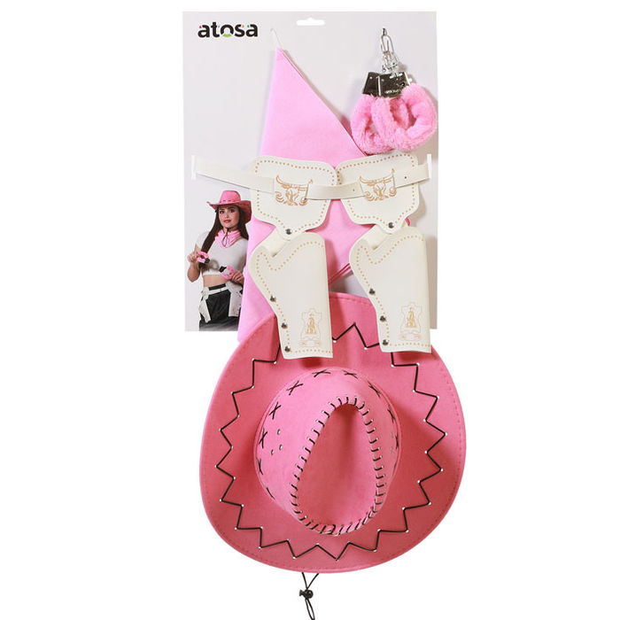 Set Déguisement Cowgirl avec Chapeau Sombrero, Foulard, Étoile et Serre-Tête - Idéal Carnaval et Fêtes Thème Western