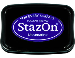 Tsukineko STAZON Tampon encreur bleu ultramarin pour verre et plastique