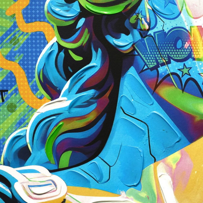 Tableau avec LED Home ESPRIT Bleu Vert Moderne 83 x 3 x 83 cm (2 Unités)