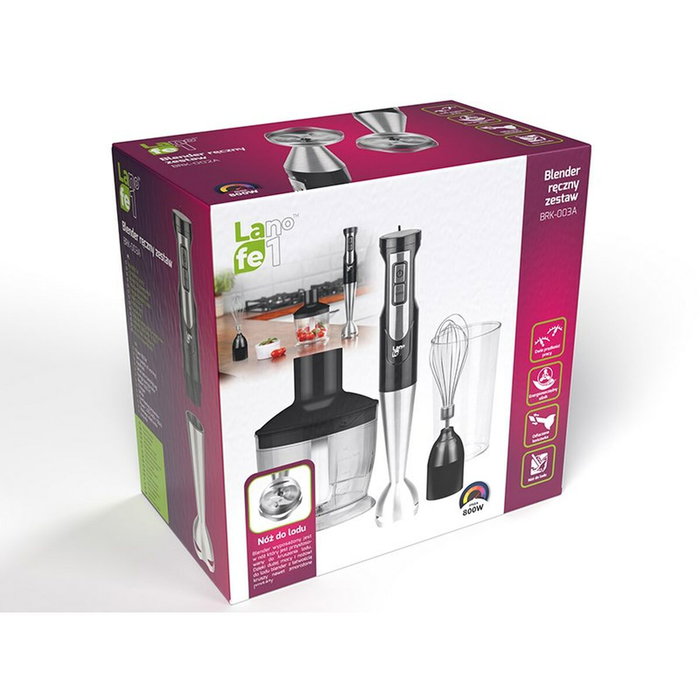 Lafe BRK-003A Bol mixeur Noir Argenté 800 W 600 ml