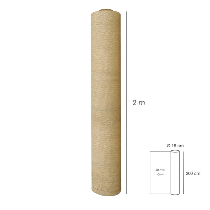 SATURNIA Maille d'ombrage beige, Rouleau de 2,0 x 50 mètres