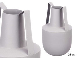 GIFTDECOR JARRON ACERO DOBLE ASA GRIS PASTEL