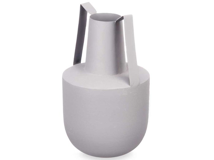 Giftdecor Vase en acier double anse gris pastel 14x24x14 cm (Set de 6)