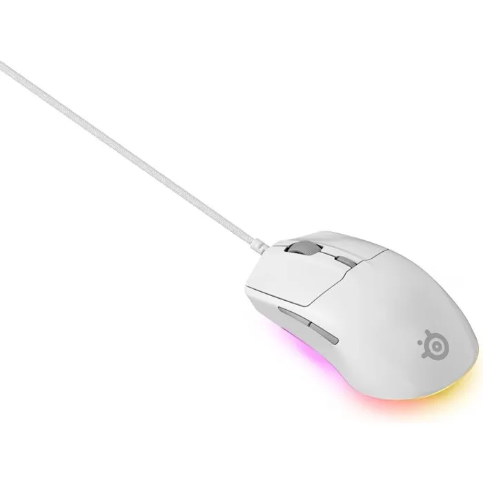 Steelseries Souris Gaming Filaire Rival 3 Gen 2 - Blanc, Capteur TrueMove Core 8.5K DPI, RGB 3 zones, 77g
