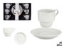 VESSIA Set de 6 tasses à café en porcelaine blanche avec soucoupes 200ml