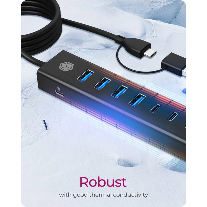 Icy IB-HUB1737-C3 Hub USB 3.2 Gen 1 à 7 ports (4x USB-C, 3x USB-A)