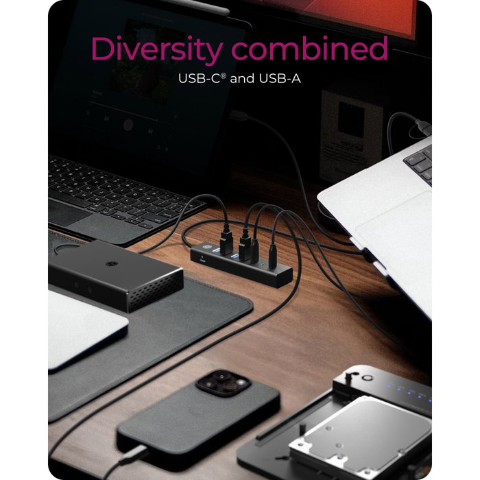 Icy IB-HUB1737-C3 Hub USB 3.2 Gen 1 à 7 ports (4x USB-C, 3x USB-A)