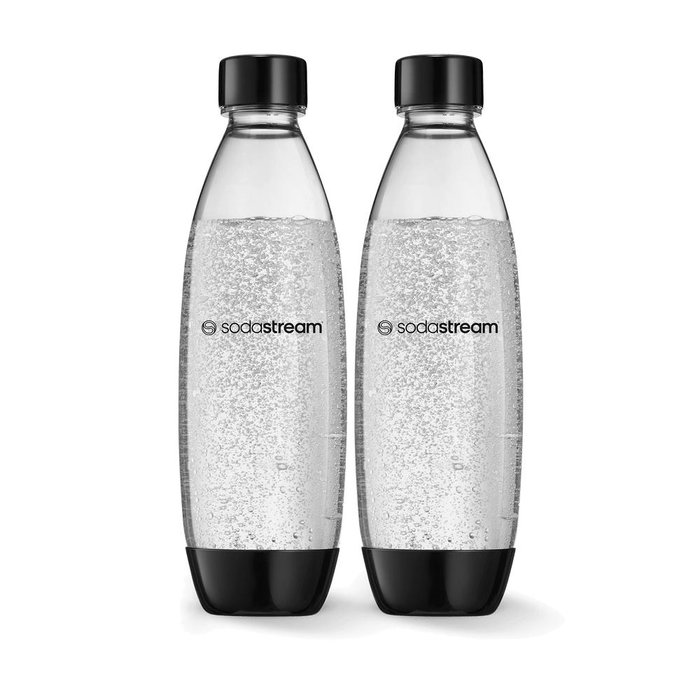 SodaStream Duo de 2 bouteilles PET Fuse 1 L, Noir et Transparent