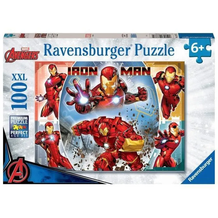 Ravensburger - Puzzle 100 Pièces XXL Marvel Avengers - Le Puissant Iron Man - 49x36 cm - À Partir de 6 Ans - Réf. 00013377 Ravensburger - Puzzle 100 Pièces XXL Marvel Avengers - Le Puissant Iron Man - 49x36 cm - À Partir de 6 Ans - Réf. 00013377