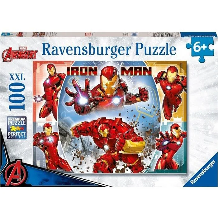 Ravensburger - Puzzle 100 Pièces XXL Marvel Avengers - Le Puissant Iron Man - 49x36 cm - À Partir de 6 Ans - Réf. 00013377 Ravensburger - Puzzle 100 Pièces XXL Marvel Avengers - Le Puissant Iron Man - 49x36 cm - À Partir de 6 Ans - Réf. 00013377