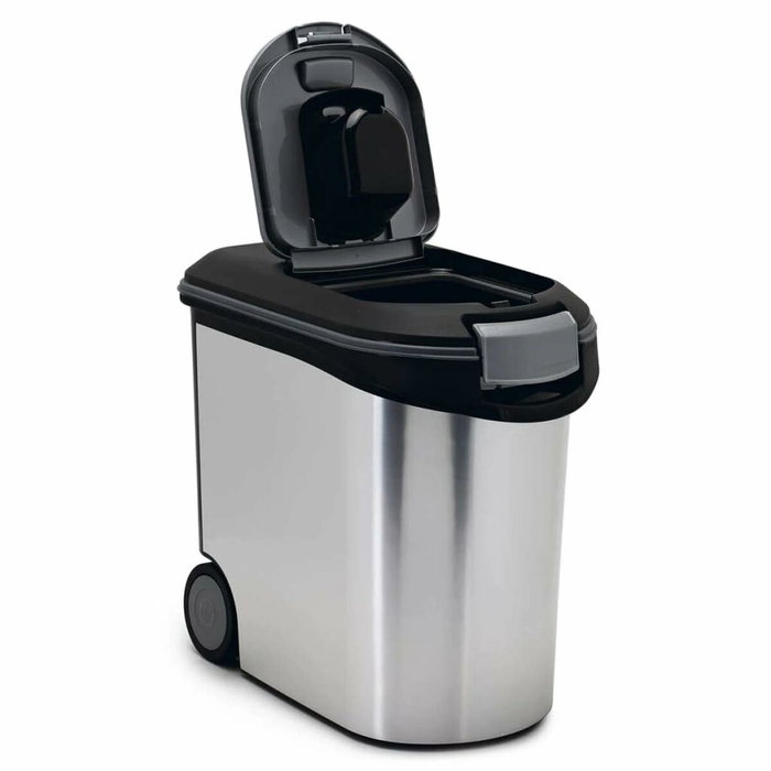 Curver Conteneur à croquettes aspect métal 35L - 12kg - Blanc et argenté