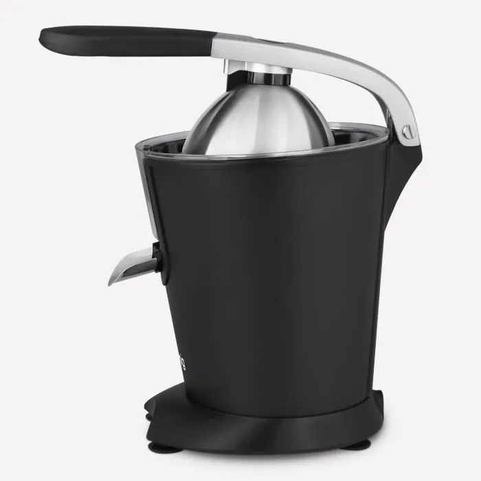 H.Koenig AGR82 Presse-agrumes électrique 160 W silencieux, avec bec anti-gouttes, noir mat et acier inoxydable, compatible lave-vaisselle, sans BPA