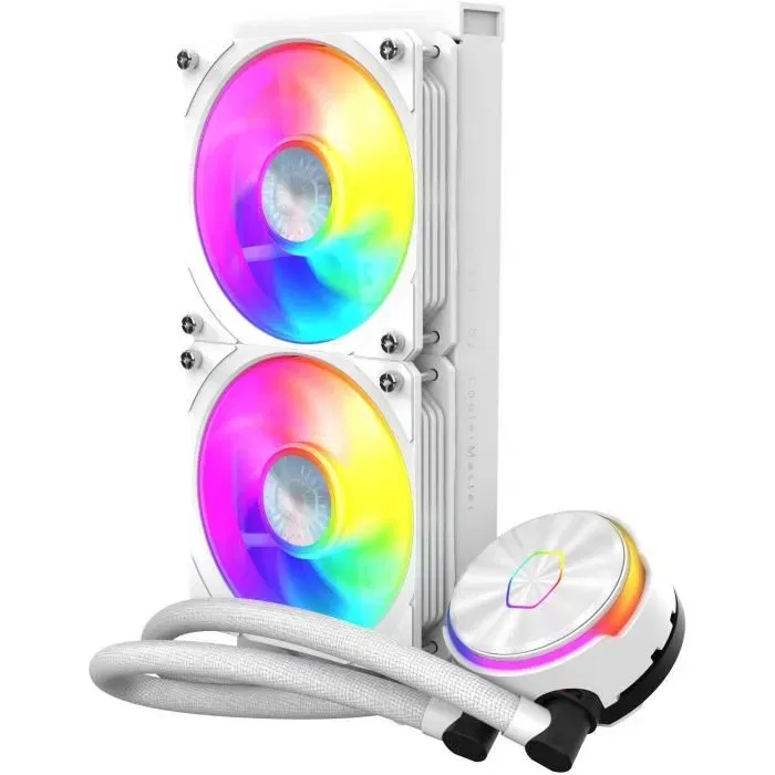Cooler Master MasterLiquid PL240 Flux White - Refroidissement liquide pour CPU - Radiateur double 12 cm - Finition blanche
