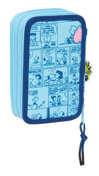 Safta Plumier triple 37 pièces Snoopy Love 12,5 x 19,5 x 5,5 cm
