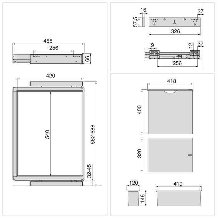Emuca Kit plateau auxiliaire, panier et rack ajustable Quartz pour armoires, glissières extension totale et à fermeture douce, Module 70cm, Finition Titane Emuca Kit plateau auxiliaire, panier et rack ajustable Quartz pour armoires, glissières extension totale et à fermeture douce, Module 70cm, Finition Titane