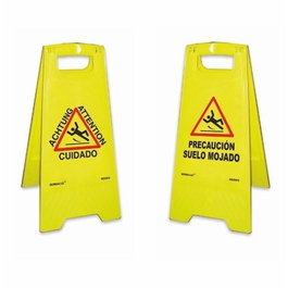 Normaluz Panneau de Précaution Sol Mouillé 62 cm Hauteur - Jaune/Rouge/Noir 30x21x62 cm