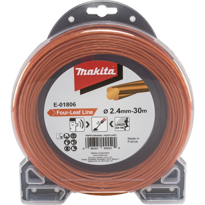 Makita Fil de coupe à quatre feuilles 2,4 mm x 30 m Makita Fil de coupe à quatre feuilles 2,4 mm x 30 m