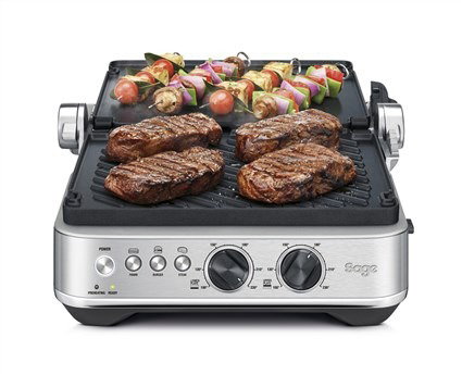 Sage SGR700BSS4EEU1 - Grill-presse électrique multifonction pour plancha et barbecue avec plaques céramiques antiadhésives réversibles et lavables au lave-vaisselle