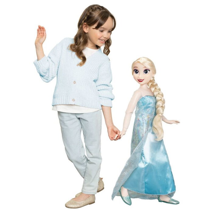 Jakks Pacific - Poupée Ma Amie Elsa Frozen avec Accessoires - Version Espagnol - 80 cm - Matériau PVC Jakks Pacific - Poupée Ma Amie Elsa Frozen avec Accessoires - Version Espagnol - 80 cm - Matériau PVC