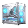 Hiditec Boîtier PC Gaming ATX Sky White, double vitre trempée, USB 3.1 Type-C, jusqu'à 360 mm