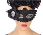 Masque Antifaz Muerte Mejicana Style Catrina - Masque Noir Brillant pour Femme Adulte avec Calavera, Encage et Fleur pour Día de Muertos, Halloween, Événement Gothique