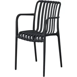 SOLARIA - Lot de 4 fauteuils de jardin empilables - Polypropylène renforcé fibres de verre - Traitement anti-UV - Noir - 55x58x81 cm