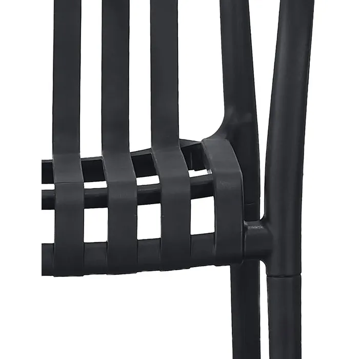 SOLARIA - Lot de 4 fauteuils de jardin empilables - Polypropylène renforcé fibres de verre - Traitement anti-UV - Noir - 55x58x81 cm