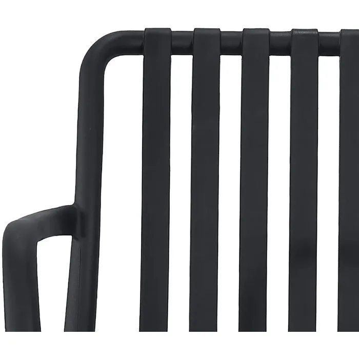 SOLARIA - Lot de 4 fauteuils de jardin empilables - Polypropylène renforcé fibres de verre - Traitement anti-UV - Noir - 55x58x81 cm
