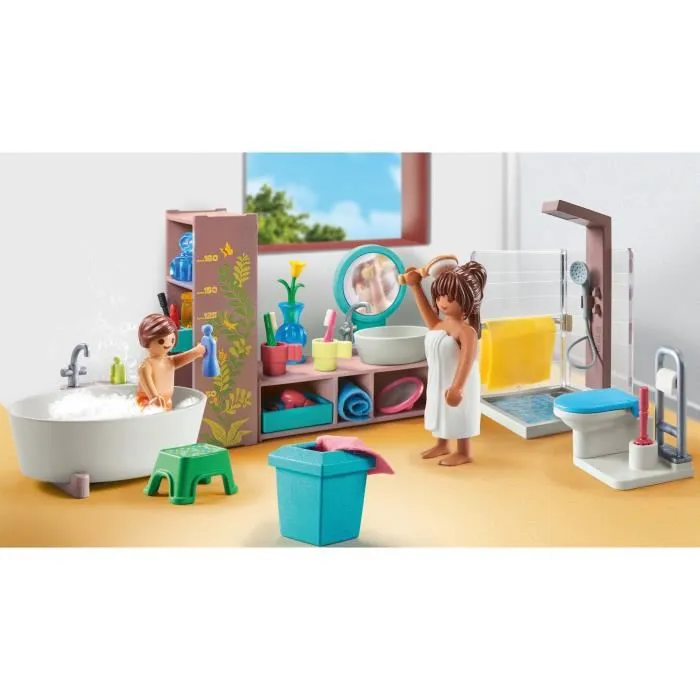 Playmobil 71611 - Salle de bains avec douche et baignoire, Gamme My Life, Maison d'architecte, 55 pièces, Jouet pour enfants dès 4 ans