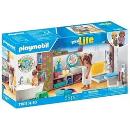 Playmobil 71611 - Salle de bains avec douche et baignoire, Gamme My Life, Maison d'architecte, 55 pièces, Jouet pour enfants dès 4 ans