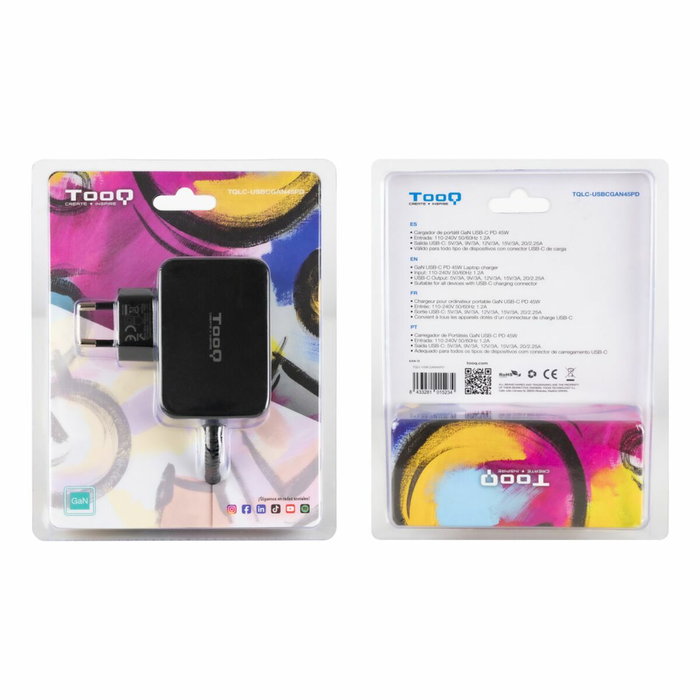 Chargeur d'ordinateur portable TooQ TQLC-USBCGAN45PD 45 W