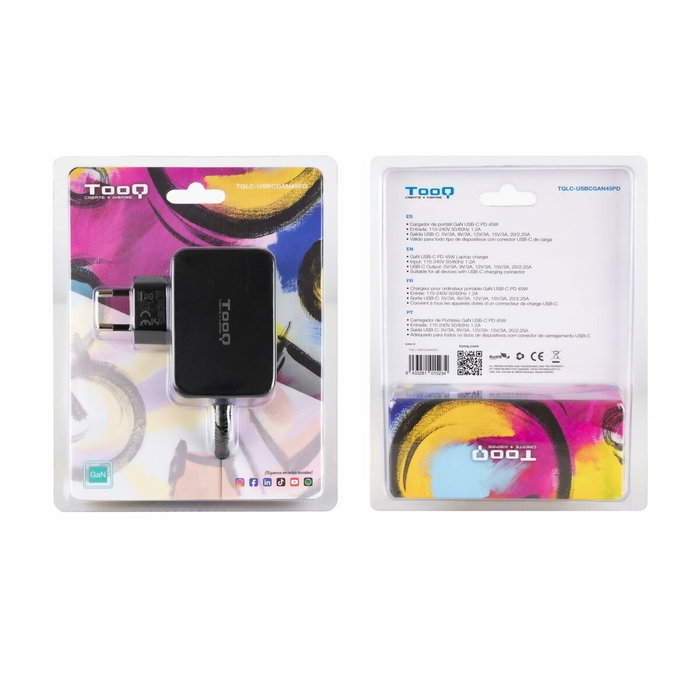 Chargeur d'ordinateur portable TooQ TQLC-USBCGAN45PD 45 W