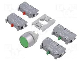 SPAMEL Bouton-poussoir 22mm Vert NC x2 + NO x2