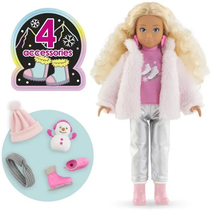 Corolle - Poupée mannequin Valentine à la Montagne - 28 cm - Avec 4 accessoires - Dès 4 ans - Cheveux blonds et parfum vanille