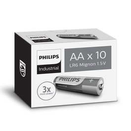 Philips Piles alcalines industrielles AA - LR06 1,5 V, boîte de 10 unités