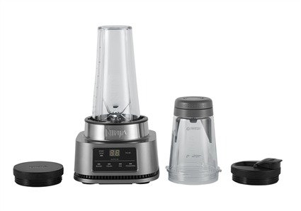 Ninja CB100EU Batidora de vaso 2 en 1 Power Nutri avec bol 400 ml et bol 700 ml, Smart Torque, Auto-iQ, 1100W - Noir