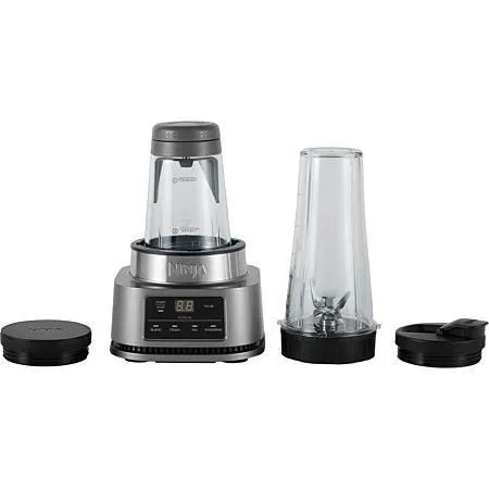 Ninja CB100EU Blender 2-en-1 1100 W, 4 Programmes Auto-iQ, Bol Power Nutri 400 ml, Tasse à Emporter 700 ml, Argent