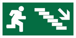 GO Panneau de signalisation d'escalier 200x100 Down Right