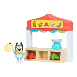 Moose Set Mercado De Frutas Y Verduras Bluey 17555 - Jeu de marché fruits et légumes pour enfants, figurine Bluey incluse, version espagnole