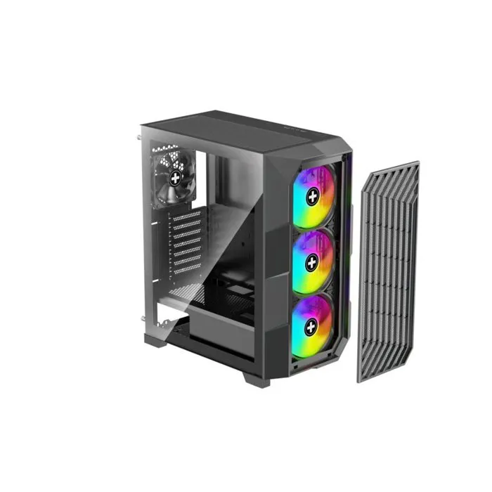 Xilence XG181 Breeze II - Boîtier PC Midi-Tour Gaming - Façade Maille Ondulée - 3 Ventilateurs ARGB + 1 PWM - Verre Trempé - Refroidissement Optimal
