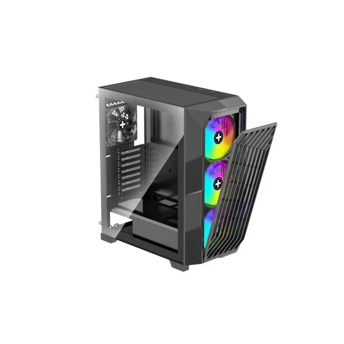 Xilence XG181 Breeze II - Boîtier PC Midi-Tour Gaming - Façade Maille Ondulée - 3 Ventilateurs ARGB + 1 PWM - Verre Trempé - Refroidissement Optimal