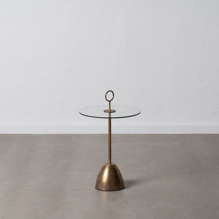 BigBuy Home Table d'appoint Doré Verre Fer 40 x 40 x 66 cm BigBuy Home Table d'appoint Doré Verre Fer 40 x 40 x 66 cm