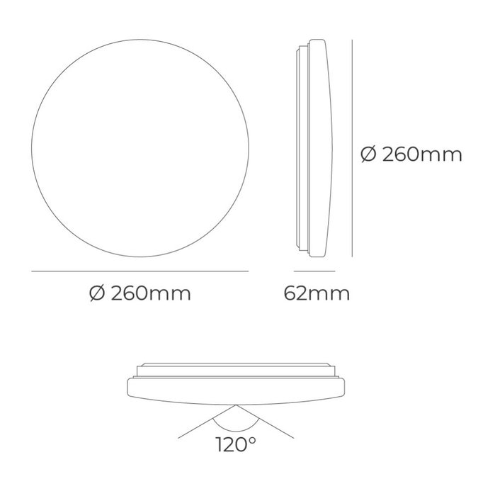 Edm Aplique LED circulaire de surface 12 W 3CCT 1160 lm ø26 x 6,2 cm