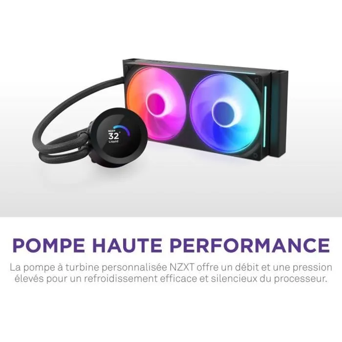 NZXT Kraken Plus 240 RL-KR240-B2 - Watercooling AIO avec écran LCD carré 1.54" personnalisable, ventilateurs RGB, pompe Turbine, compatible AM4, Noir NZXT Kraken Plus 240 RL-KR240-B2 - Watercooling AIO avec écran LCD carré 1.54" personnalisable, ventilateurs RGB, pompe Turbine, compatible AM4, Noir
