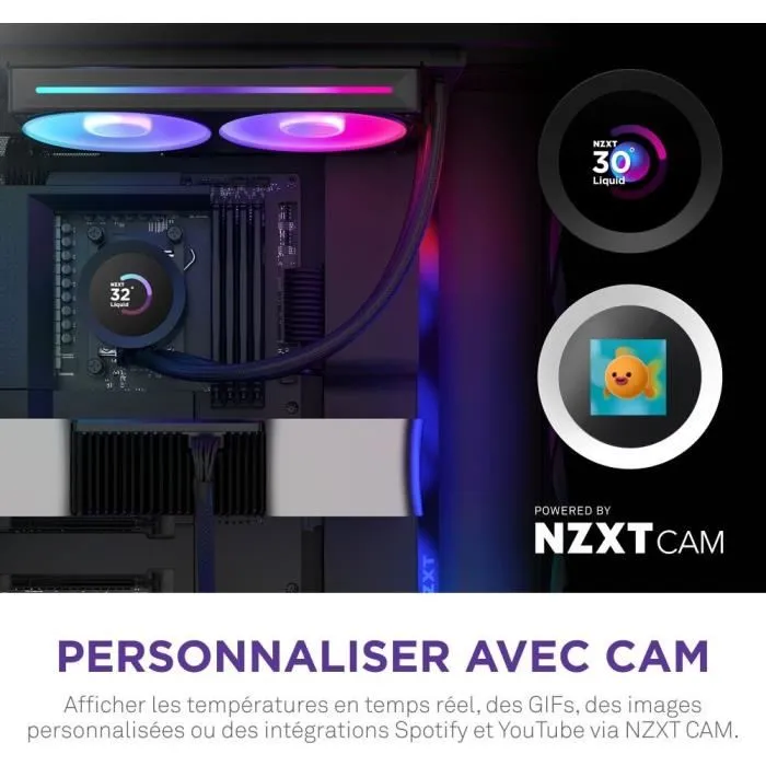 NZXT Kraken Plus 240 RL-KR240-B2 - Watercooling AIO avec écran LCD carré 1.54" personnalisable, ventilateurs RGB, pompe Turbine, compatible AM4, Noir NZXT Kraken Plus 240 RL-KR240-B2 - Watercooling AIO avec écran LCD carré 1.54" personnalisable, ventilateurs RGB, pompe Turbine, compatible AM4, Noir