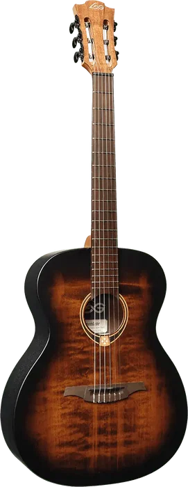 LAG Guitare Acoustique Nylon Auditorium Noir & Brun - Table Épicéa Massif, Finition Satinée