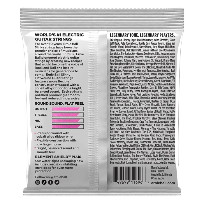 Ernie Ball Juego Super Slinky Flatwound 9-42 Corde électrique